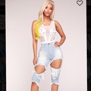 Fashion Nova Knee Length Denim Shorts